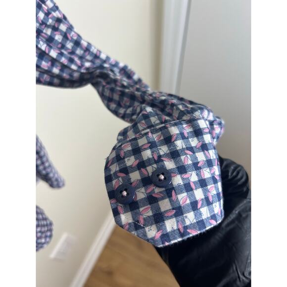 Robert Graham Kids Checkered Button Up Shirt with Pink Collar Size 10-12 - Picture 8 of 9